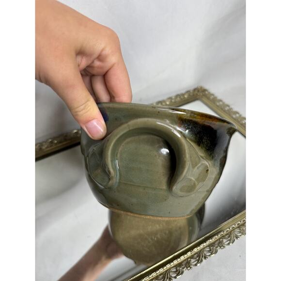 VintageHandmade Studio Pottery Bowl Double Handle Artist Signed - Picture 8 of 10